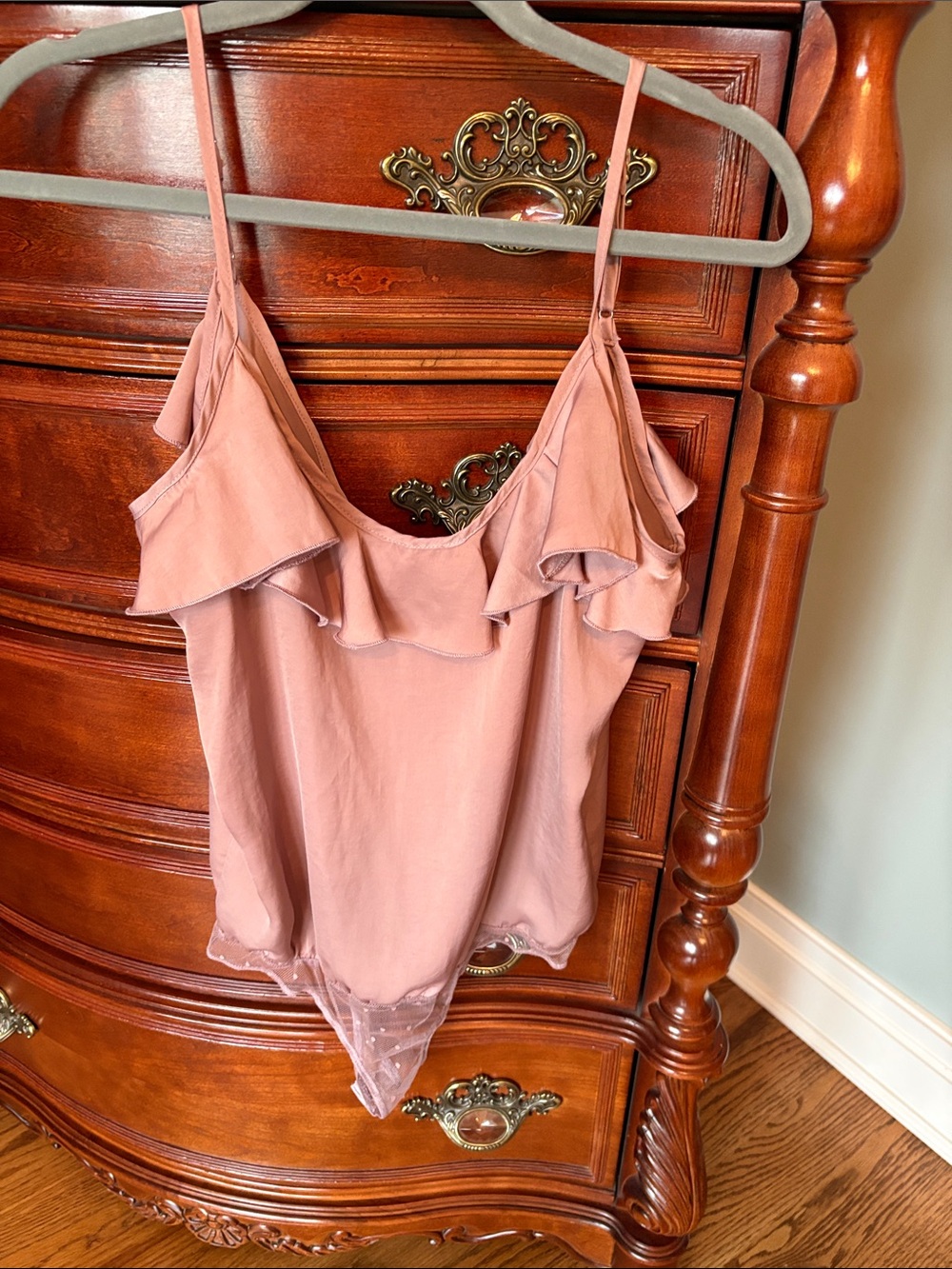 Crescent Mauve Ruffle-Trim Chemise Bodysuit